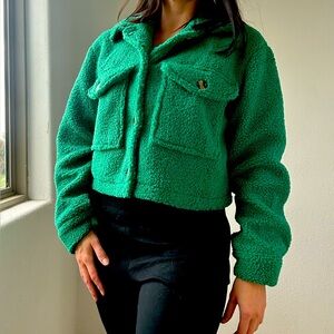 Like new - worn once - cropped green jacket!
